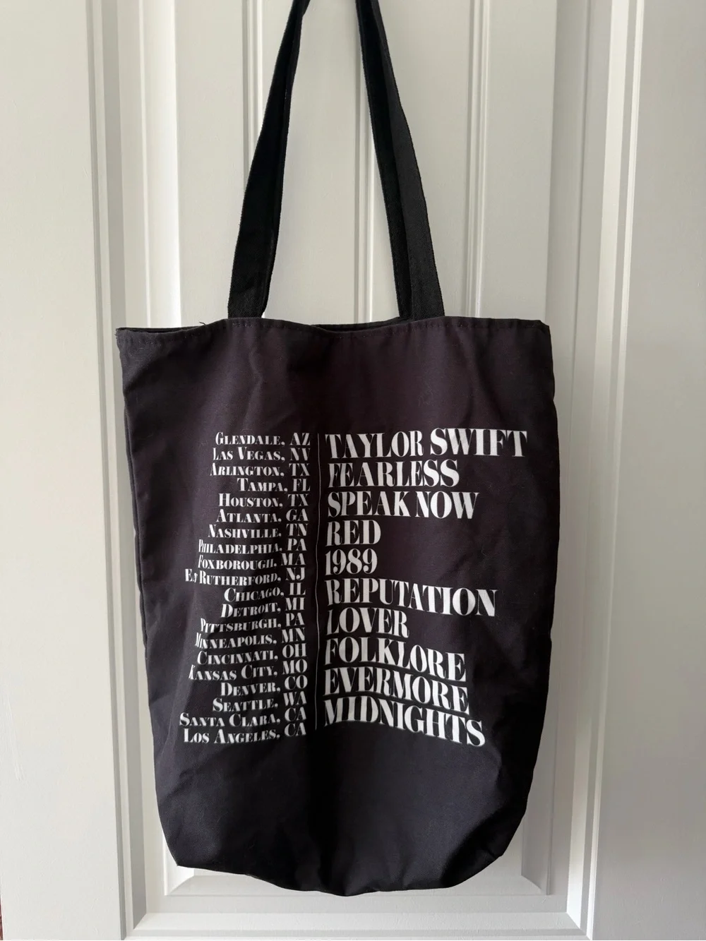 Taylor Swift Black Multicolor Photo-Grid Eras Tour Tote Bag